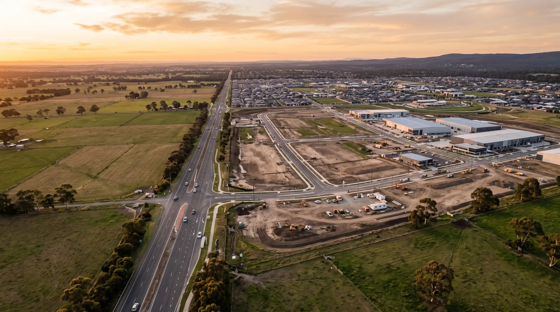 Aerial view of the Croskell employment precinct setting at Cranbourne East